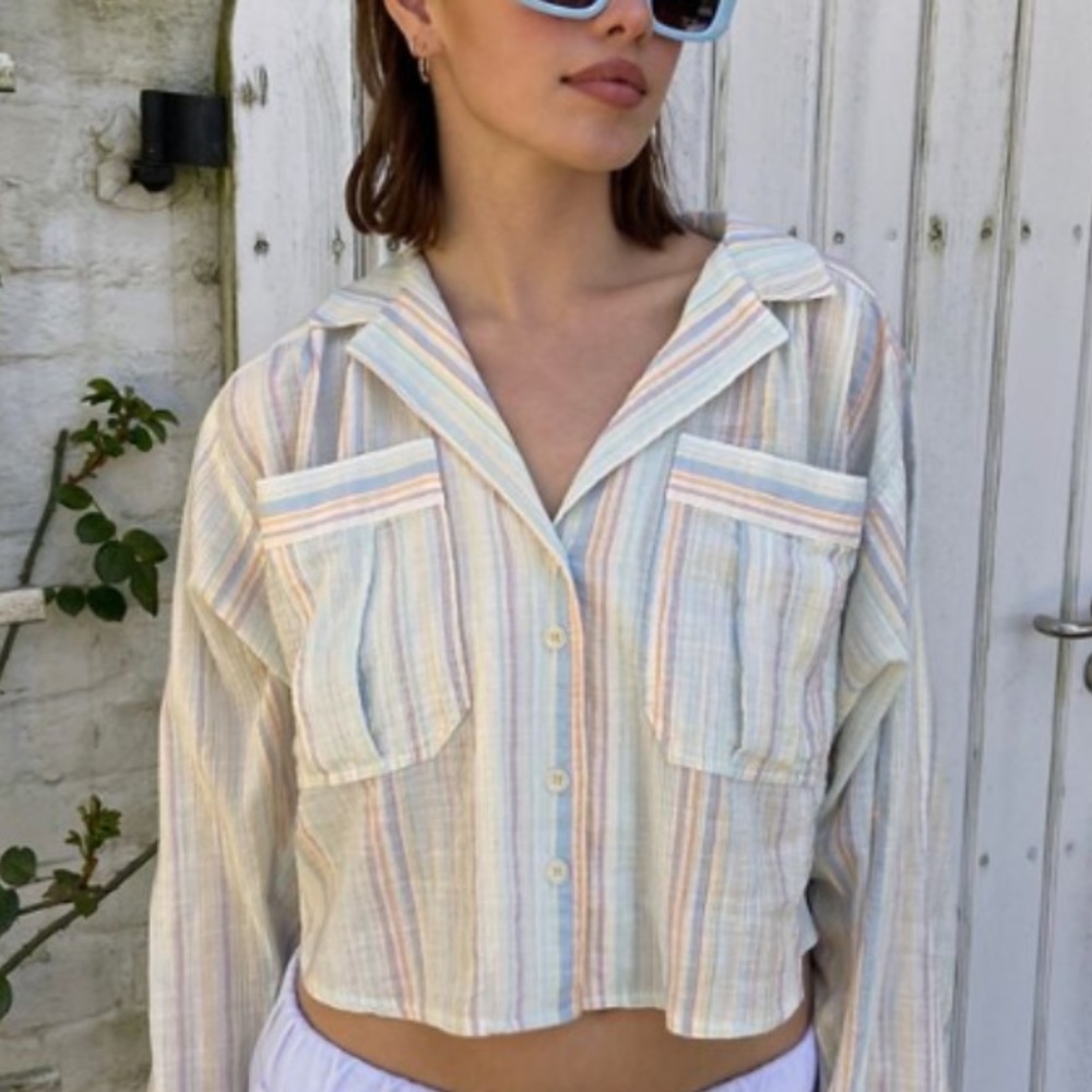 BDG Peyton cropped button up shirt